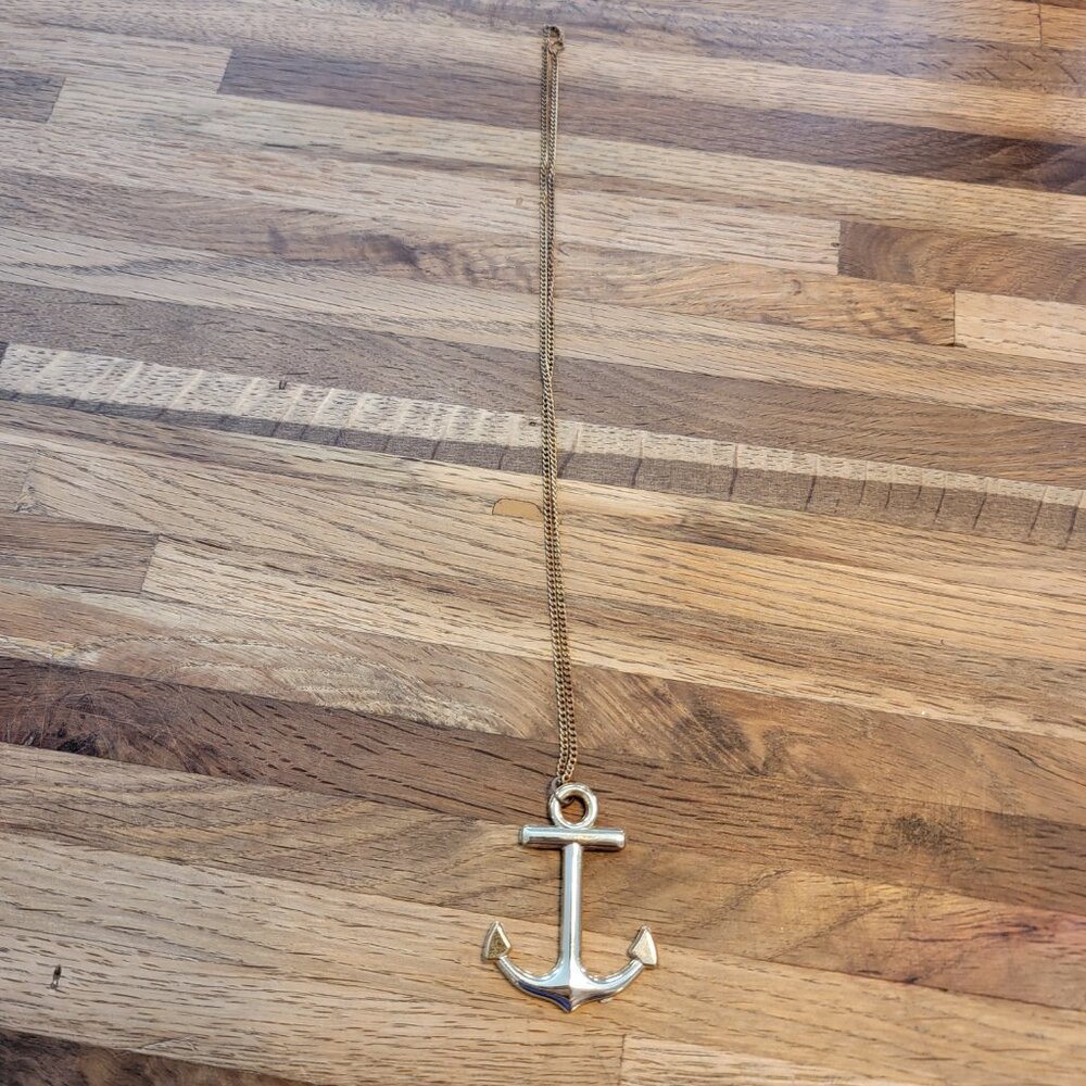 Gold Plastic Navy Anchor Necklace/Costume Wear